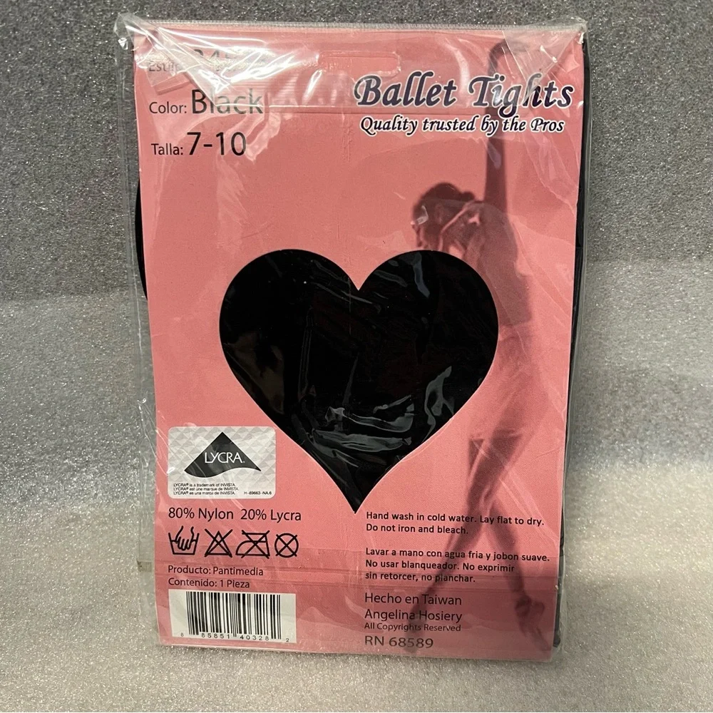 Angelina Black Ballet Lycra Tights Girl size 7-10 Professional Grade Style 248JR